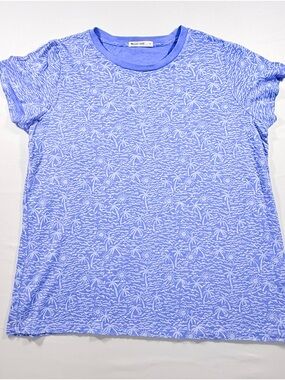 Marine Layer Signature Crew Tee | Blue Palm Tree & Sun All-Over Print | Size S